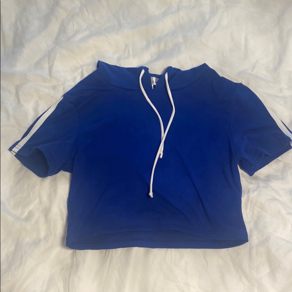 Blue crop top hoodie